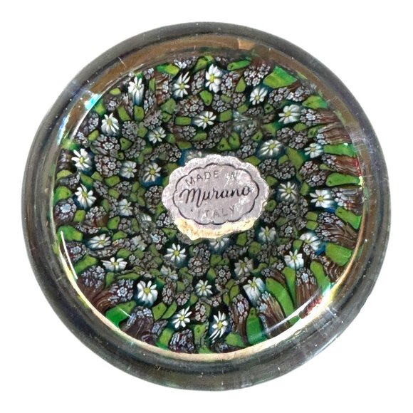 Murano Italy Millefiori Flower Canes Large 4" Glass Paperweight Floral Design VT - Picture 6 of 7